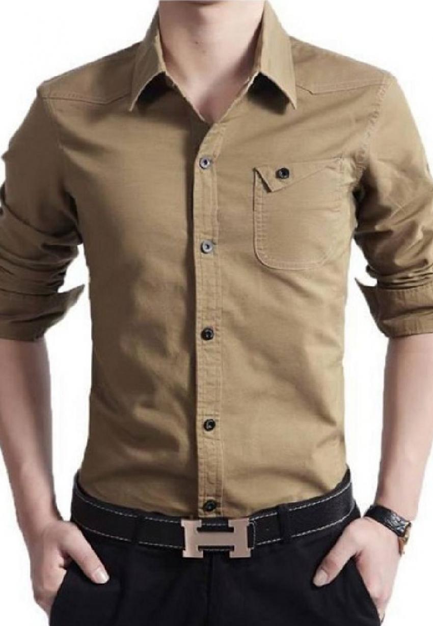 CLEARANCE SALE OF CASUAL SHIRT IN BROWN COLOR